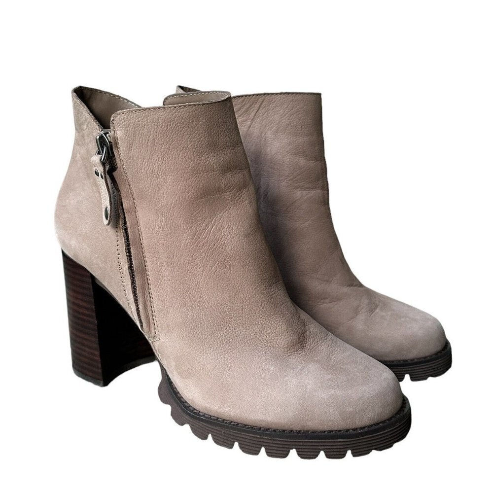 Gibson Latimer‎ Boots 9.5M Anthropologie Jada Leather Lug Ankle Tan Block Heel